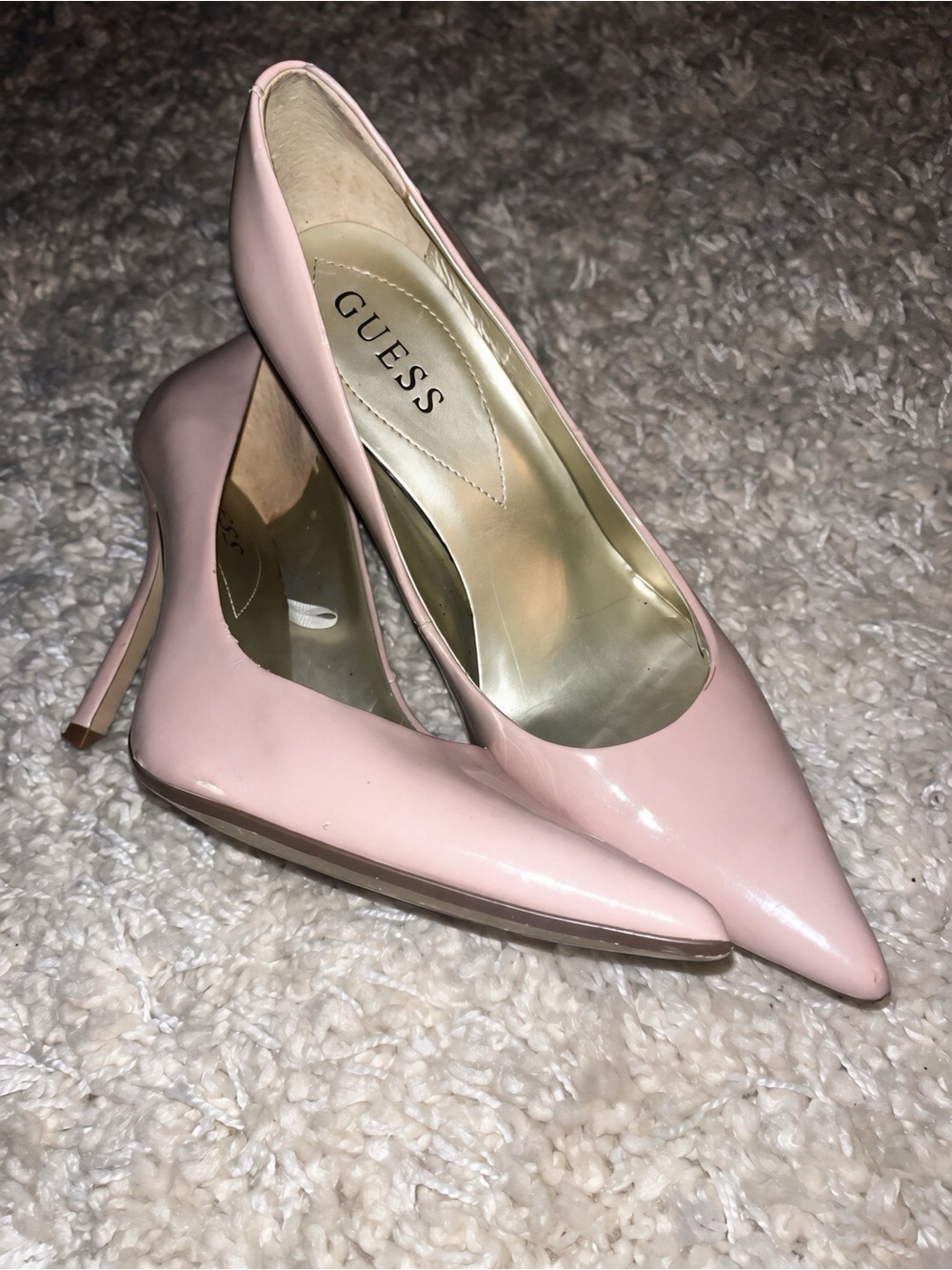 Guess Blush Pink Patent Pointed Stiletto Pumps